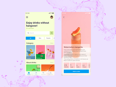 Non-alcohol drinks App app design drink ui ux