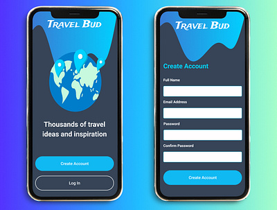 Daily UI Challenge #1: Travel App Sign Up Page app design mobile product design ui ux