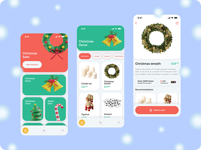 Christmas market — e-commerce mobile app 3d 3d illustration app christmas design ecommerce market mobile mobile app product product design ui ux ux ui ux ui design