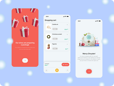 Christmas market (onboarding) — e-commerce mobile app 3d 3d illustration app design ecom ecommerce mobile mobile app onboarding product design ui ux ux ui ux ui design