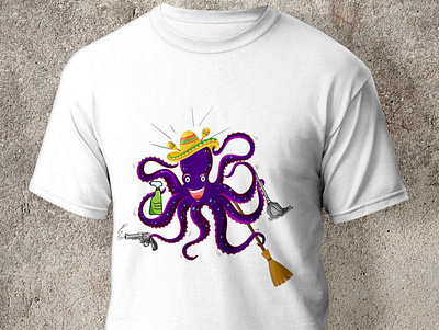 Octopus Design T-shirt best clothing design fashion graphic design illustration logo octopus print template professional purpel t shirt top ui vector