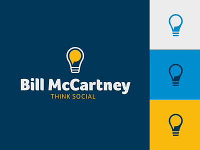 Bill McCartney blue branding foco grey icon illustration lightbulb mark social speech bubble think yellow