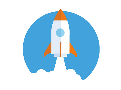 Lift off blue illustration launch liftoff orange phittr rocket