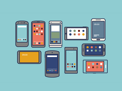 Bunch O' phones android animation blue devices illustration lines phones technology uol