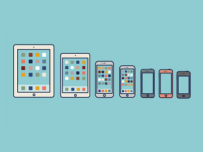 Bunch O' phones (iOS edition) animation blue devices illustration ios ipad iphone phones