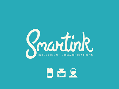Smartink blue branding comms custom icons illustration script smartink type