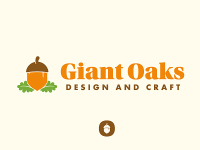 ...Come Giant Oaks acorn branding brown furniture green icon logo oaks orange