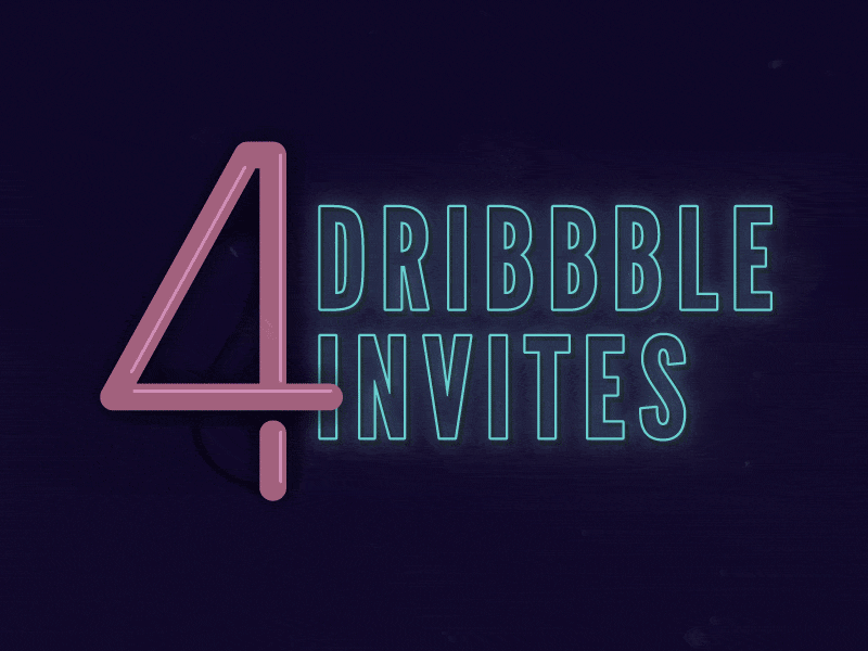 Four Dribbble invites to give away dribbble gif invitation invite join the game lights motion neon player