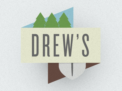 Drew's banner blue branding brown cream design drews gardening green grey illustration knockout mcfarlane shovel trees vicky