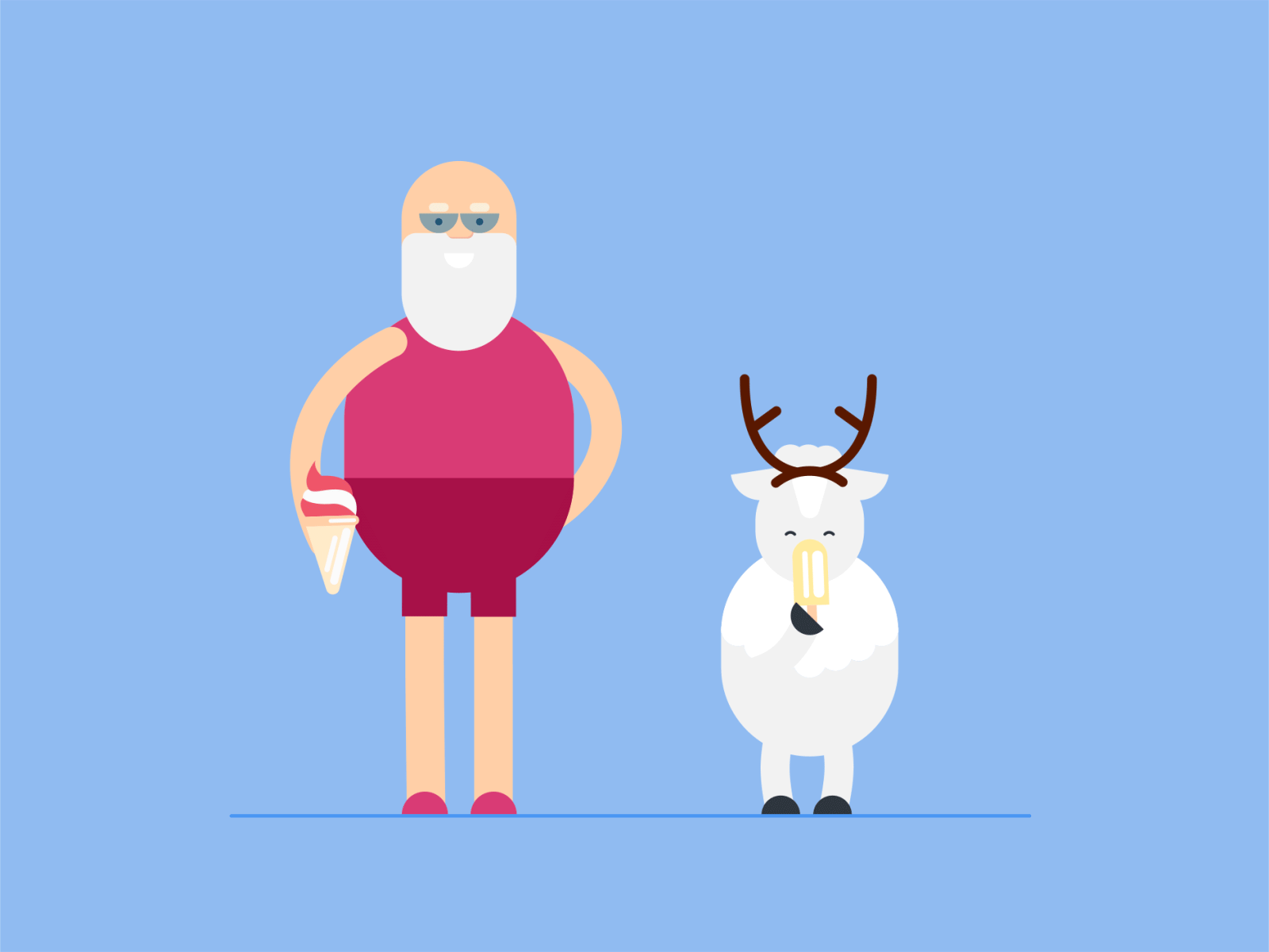 Summer Christmas ☀️ animation christmas ice cream loop santa sheep
