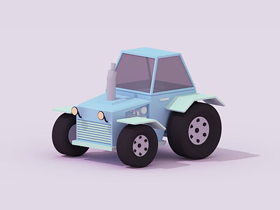 Low Poly Tractor 3d car cartoon colors low poly