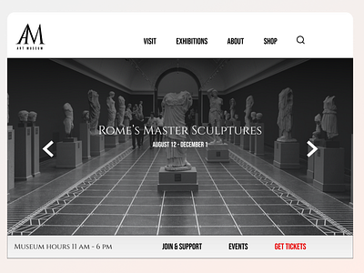 Landing page for an art museum artmuseum branding dailyui figma landingpage logo ui