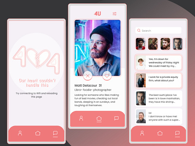 Dating app- 404 error dailyui datingapp design figma visualdesign