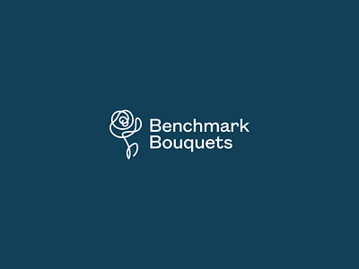 Benchmark Bouquets brand design branding flower line lineart logo logo design logotype navy navy blue rebranding rose