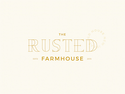 The Rusted Farmhouse badge blog branding farm gold lettering logo mark simple stamp yellow