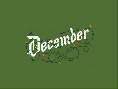Too early? calligraphy christmas december green lettering lights retro type vintage