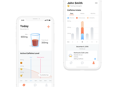 coffee tracking app concept app beverage coffee data design drink health ui