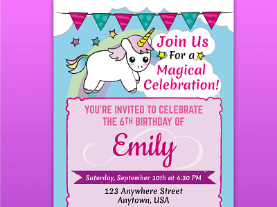 Birthday Invitation Example unicorn