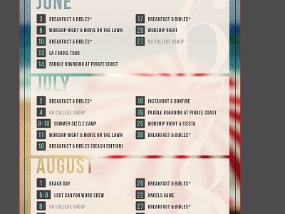 college summer calendar