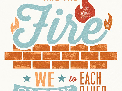 quotables - buster brick fire flame quote stack story text texture type