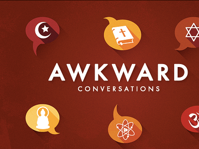 awkward conversations awkward bubbles flat long shadow question religion speech warm