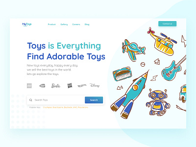 My Toys Landing page blue clean desktop desktop design flat illustration toy toys ui ux webdesign website