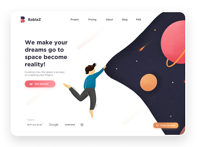 Bablaz Landing Page clean desktop illustration planet space ui uiux ux uxdesign website