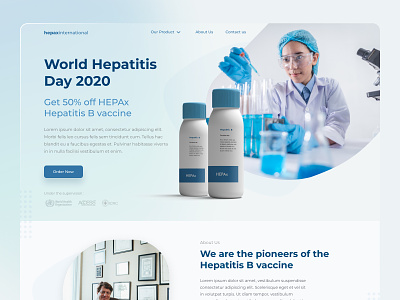 World Hepatitis Day Exploration blue clean design desktop doctor glass glassy health healthcare healthy hepatitis medical medicine medicines nurse ui ux vaccine website
