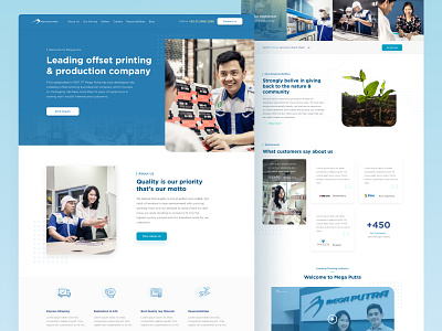 Printing Company - Homepage blue clean company desktop homepage landing page printing printing company profile web website