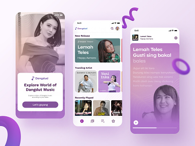 Dangdud - Music streaming App 🪘🎶 application ios mobile mobile design music music app purple streaming streaming app ui uiux ux