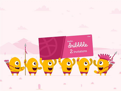 2 Dribbble Invitation! dribbble illustration invitation