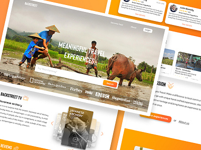 Backstreet Home Page clean e commerce travel agent ui ux website