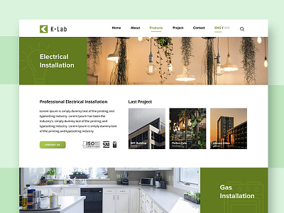 Installation Company Product Page branding clean corporate desktop flat green interaction product page ui website