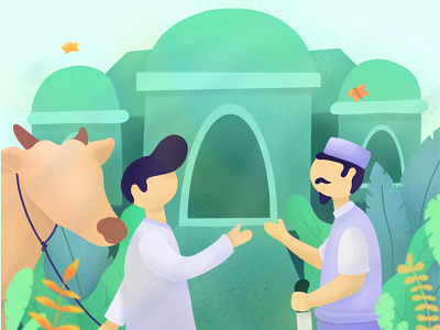 Feast of Sacrifice eid mubarak flat illustration muslim