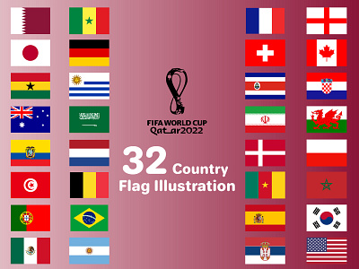 FIFA WORLD CUP QATAR 2022 2022 32 country animation branding design fifa graphic design illustration logo qatar qatar 2022 vector worldcup worldcup2022