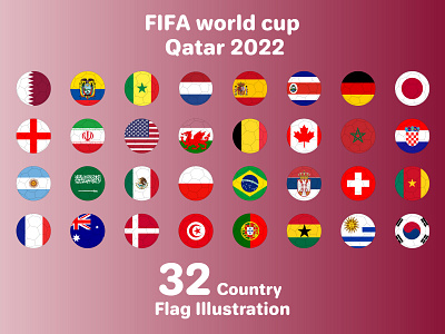 FIFA Football World Cup 2022 A Group OF 32 countries Flag branding design fifa fifa 2022 flag graphic design illustration qatar world cup 2022 qatqr 2022 vector world cup 2022 world cup flag