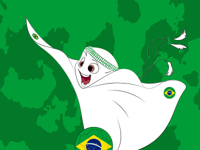 Mascot with Brazil Flag Illustration brazil brazil flag design fifa fifa 2022 flag flag illustration graphic design illustration logo mascot qatar 2022 vector