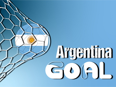 Soccer in net with Argentina Flag Illustration