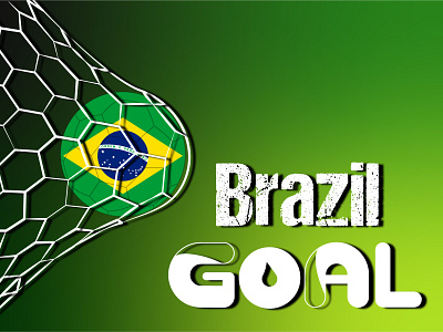 Soccer on net with Brazil Flag brazil brazil goal design fifa goal goal post graphic design illustration logo match net qatar 2022 soccer typography vector victory win