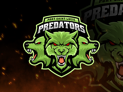 Port Saint Lucie Predators Mascot Logo design esport logo graphic design icon illustration logo mascot sportx vector