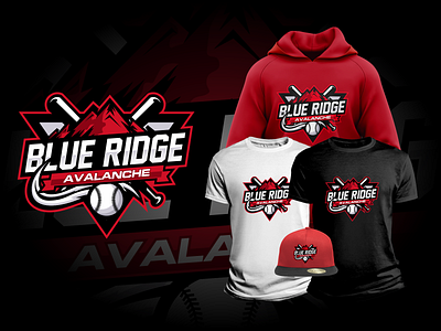 Blue Ridge Avalanche Logo baseball design esport logo graphic design icon illustration logo mountain red sports vector