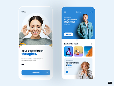 Podcasts App Design app appdesign blue clean colors design dribbble dribbble best shot minimal mobile mobile app podcast app product ui uidesign uiux uiux design ux uxdesign uxui