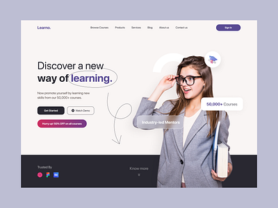 Online Learning Landing Page Design branding clean colors design dribbble dribbble best shot landing page online learning product typography ui uidesign uiux uiux design ux uxdesign web webdesign website design