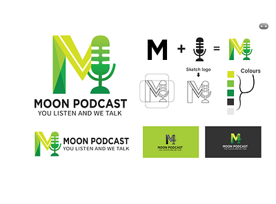 MOON : PODCAST LOGO DESIGN brand identity branding company logo design graphic graphic design logo modern moon photoshop podcast record typography ui vector