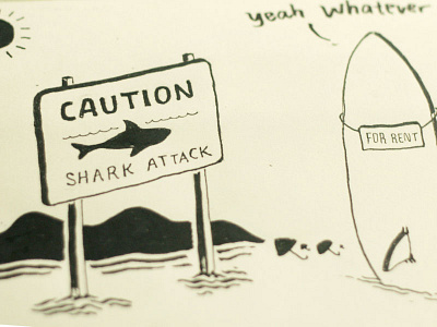 Board Conversation beach caution shark sketch skitchman surfboard