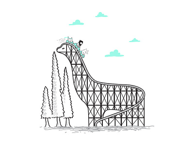 Brontocoaster brontosaurus funny illustration rollercoaster skitchman tatakwaskitho