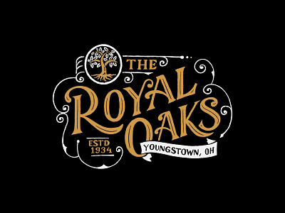 The Royal Oaks design illustration lettering logo merch design skitchism t shirt typography vintage