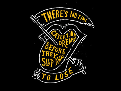 No time to lose illustration lettering motorcycle skitchism vintage