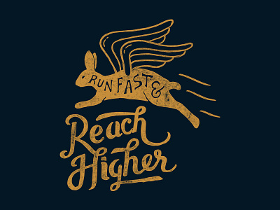 Reach Higher artwork brand clothing lettering rabbit skitchism