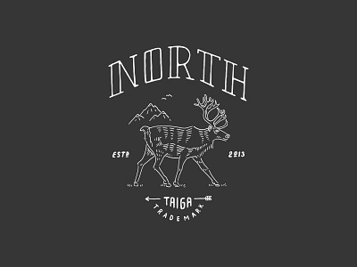 North illustration lettering reindeer siberia